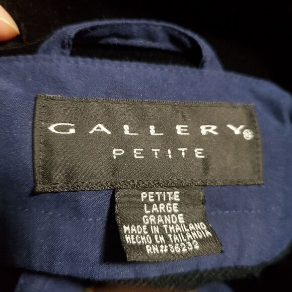 Gallery Petite Navy Blue Zip & Button Jacket Size Large Petite - Picture 13 of 14